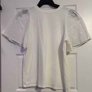 a new day White Eyelet Puff Sleeve Tee